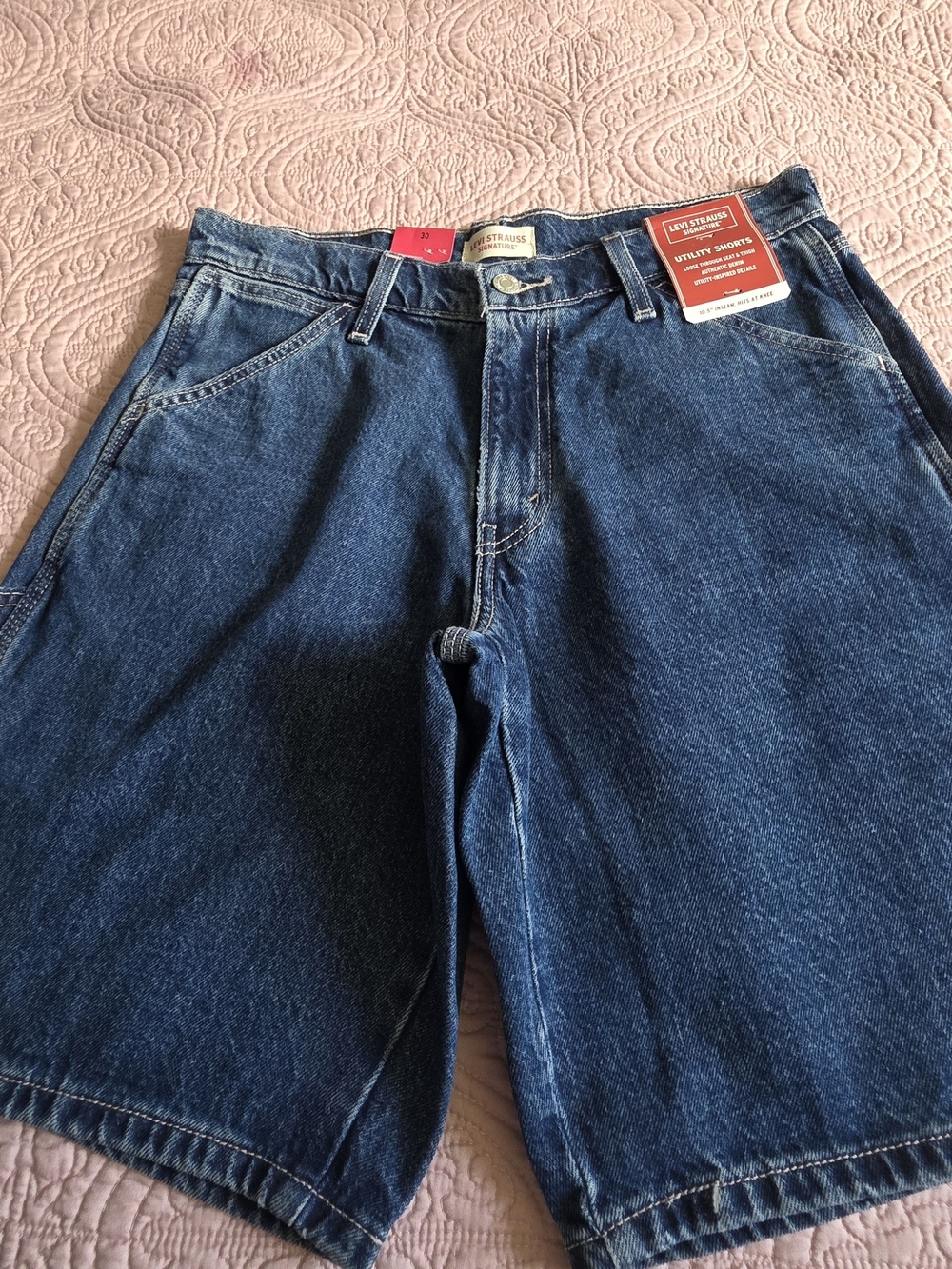 Levi's Men's Dark Blue Denim Relaxed Utility Shorts